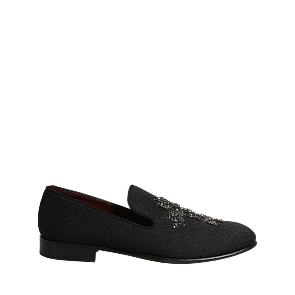Dolce & Gabbana Black Suede Cross Slip On Men Loafers Men's Shoes